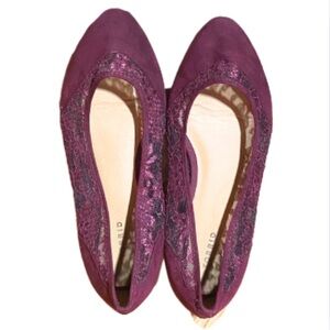 Torrid Shoes Ballet Flats Red Burgundy Lace Holiday Formal Dress Party Size 11